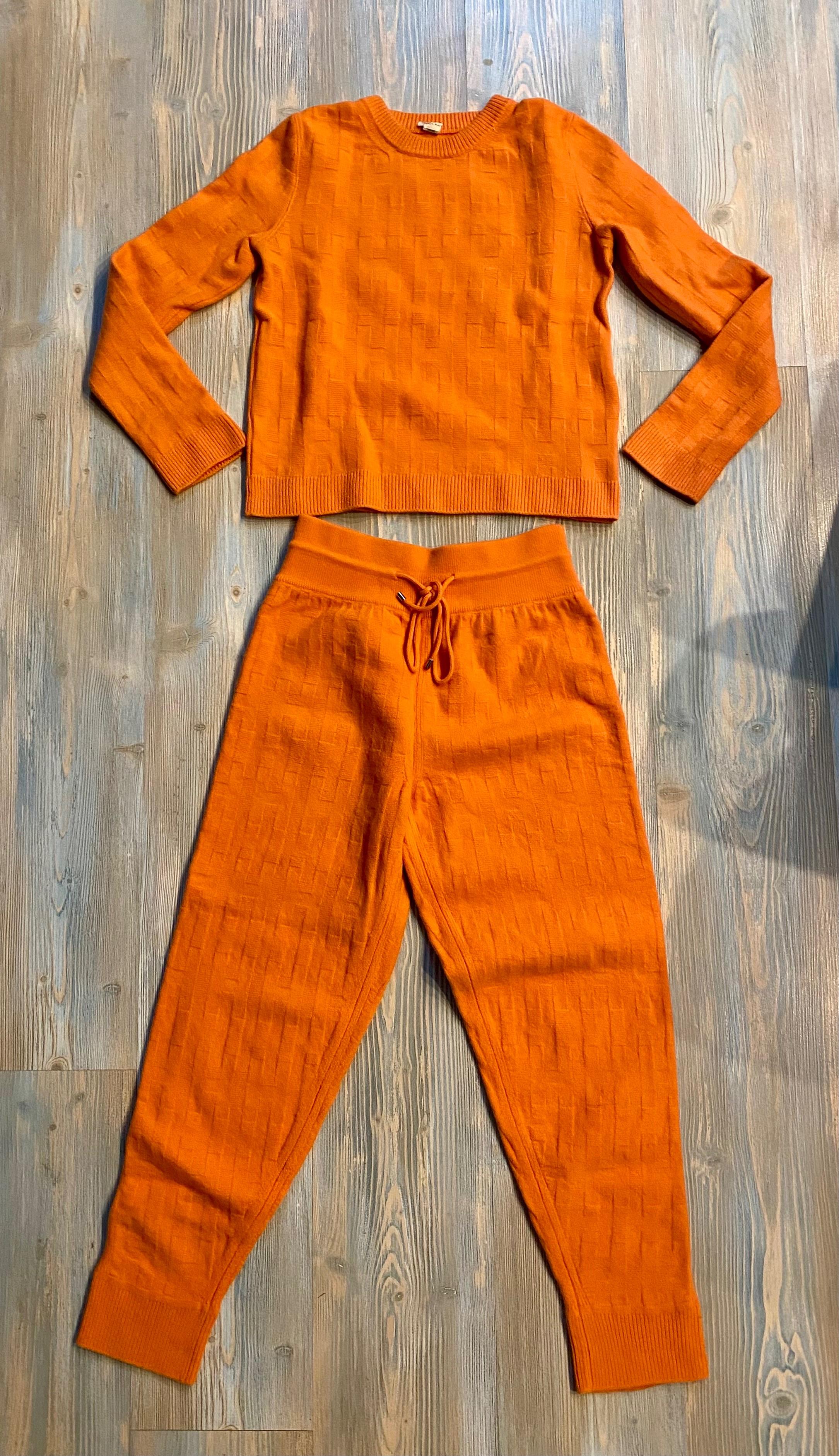 Hermes Orange H Cashmere Two Piece Suit
