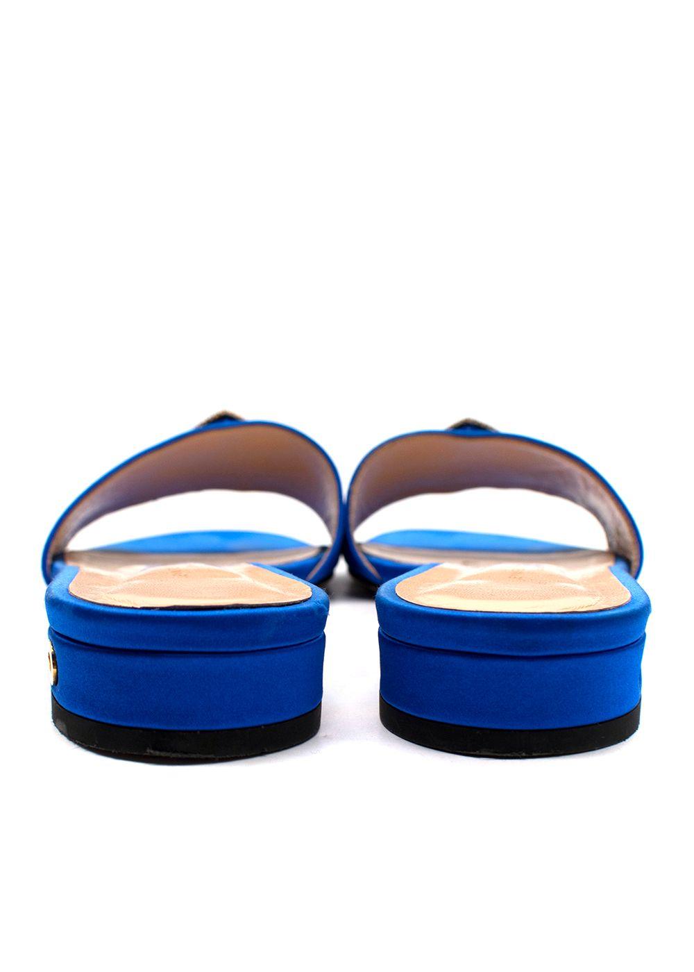 Jennifer Chamandi Blue Satin Slides