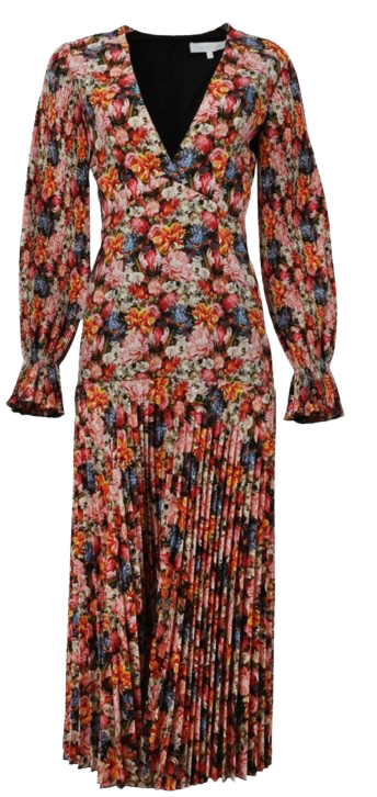 Borgo De Nor Red Floral Alexis Midi Dress