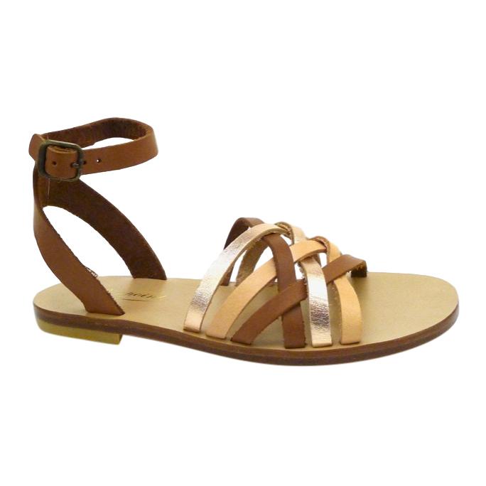 Bonpoint brown leather strappy sandals