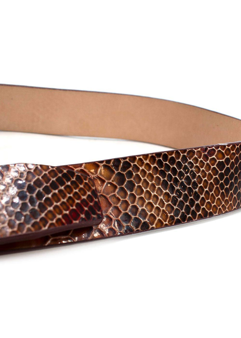 Ports Orange and Red Snakeskin Embossed Leather Belt