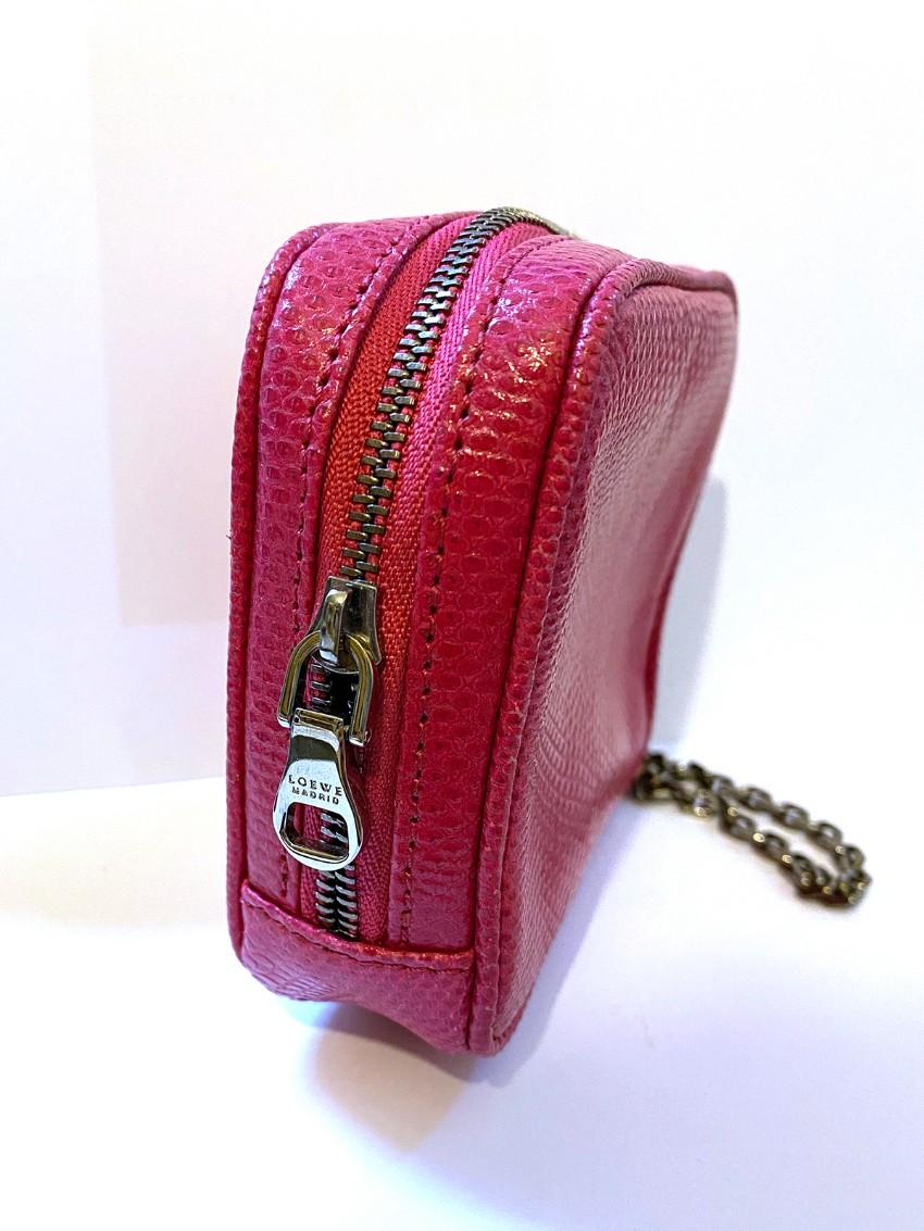 Loewe pink water snake clutch purse with chain