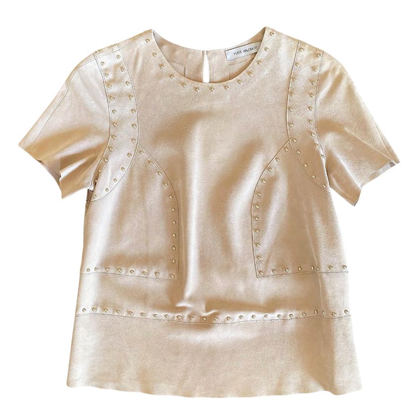 Yves Salomon Suede Studded T-Shirt
