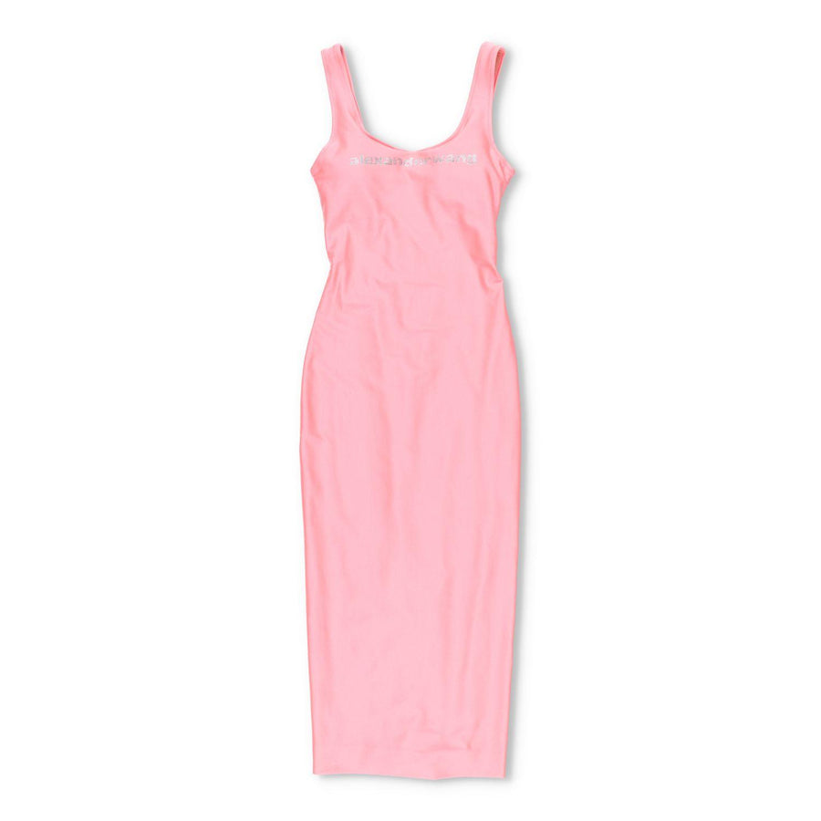 Alexander Wang Crystal Logo Maxi Dress in Stretch Athletic Blend