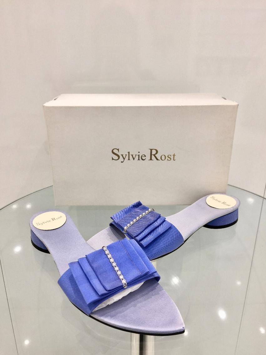 Sylvie Rost Paris Blue Bow Slides