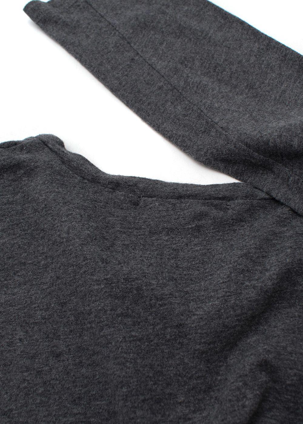 Grey Graphic Printed Long Sleeved Cotton T-Shirt