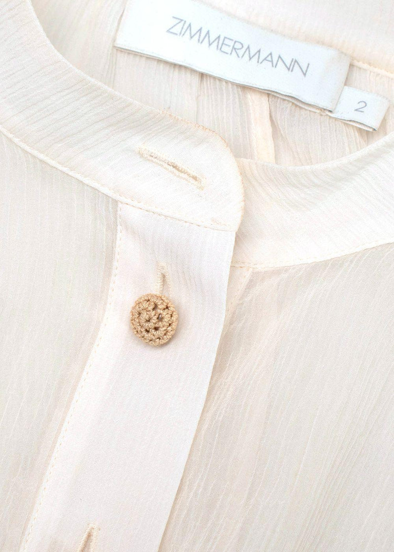 Zimmerman White Sheer Freja Midi Shirt Dress