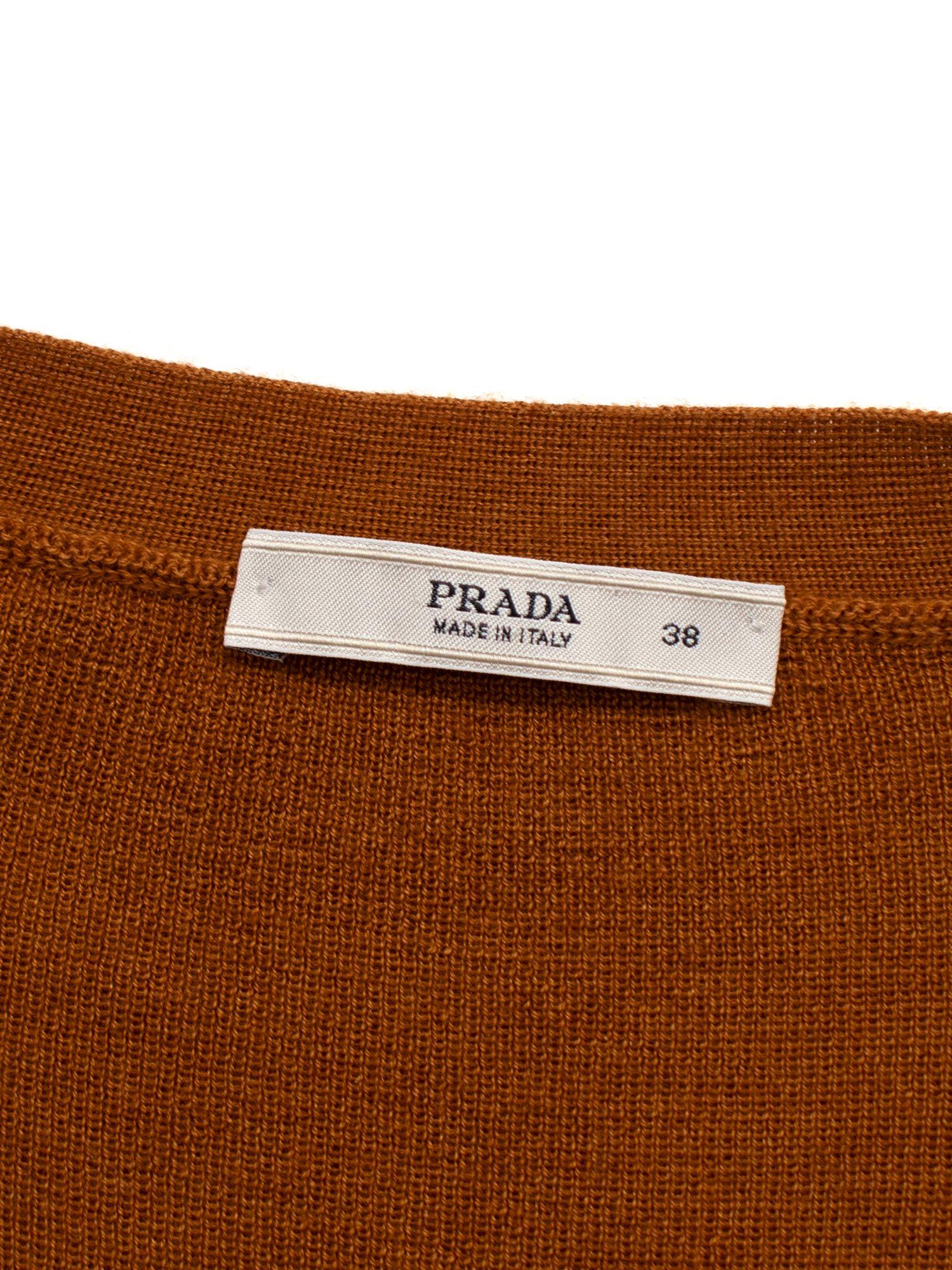 Prada Rust Silk And Cashmere Blend Top And Cardigan Set