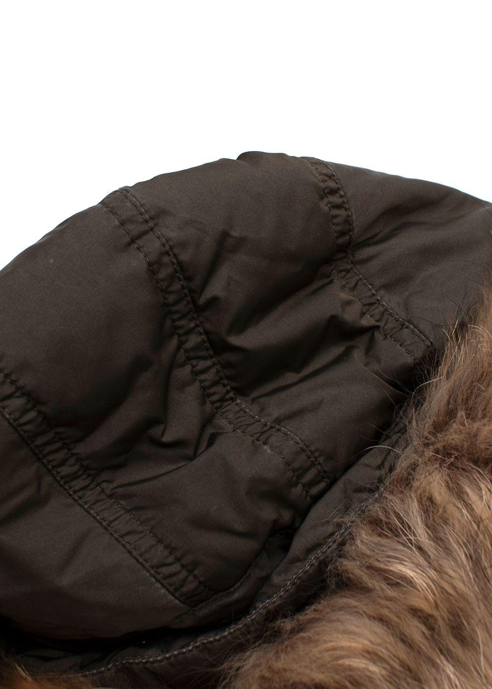 Moncler  Khaki Phalangere Coat with Racoon Fur Hood