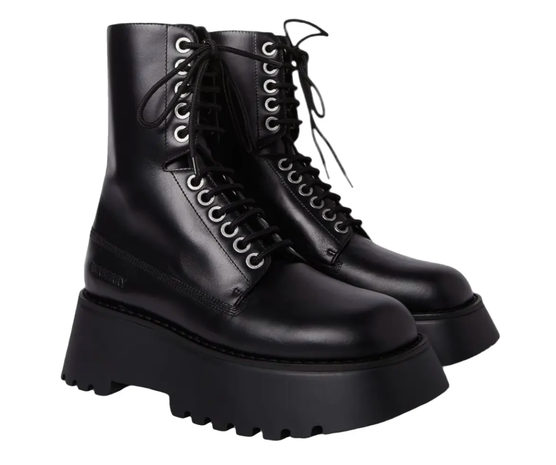 Burberry Black Leather Biker Boots