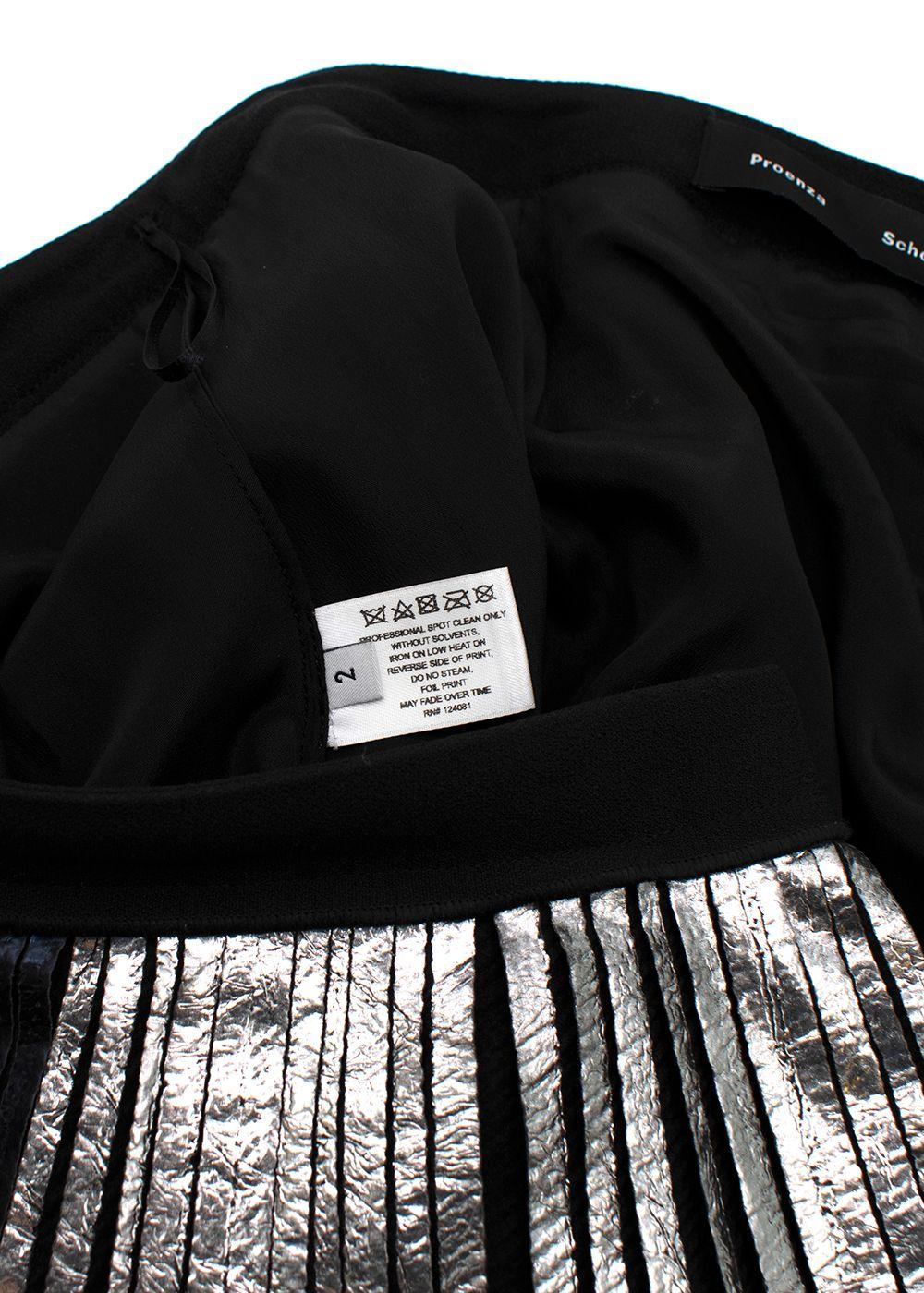 Black & Silver Coated Pleated Midi Skirt