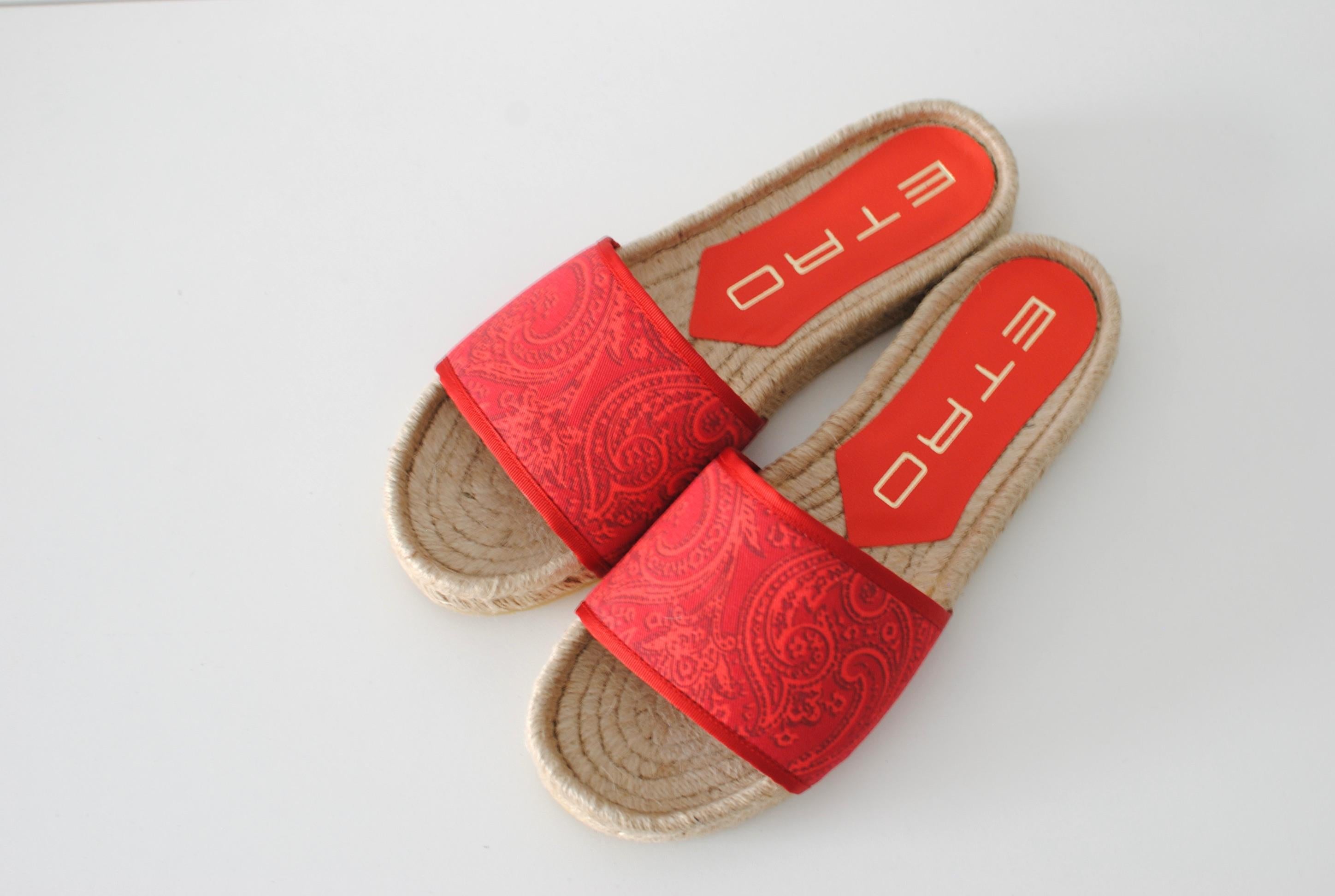 Etro Paisley Raffia Slides