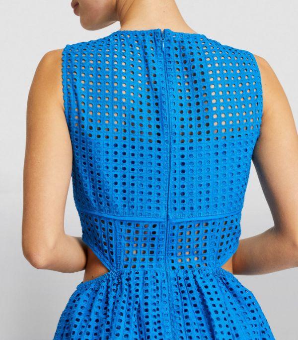 Self Portrait Blue Broderie Anglaise Midi Dress