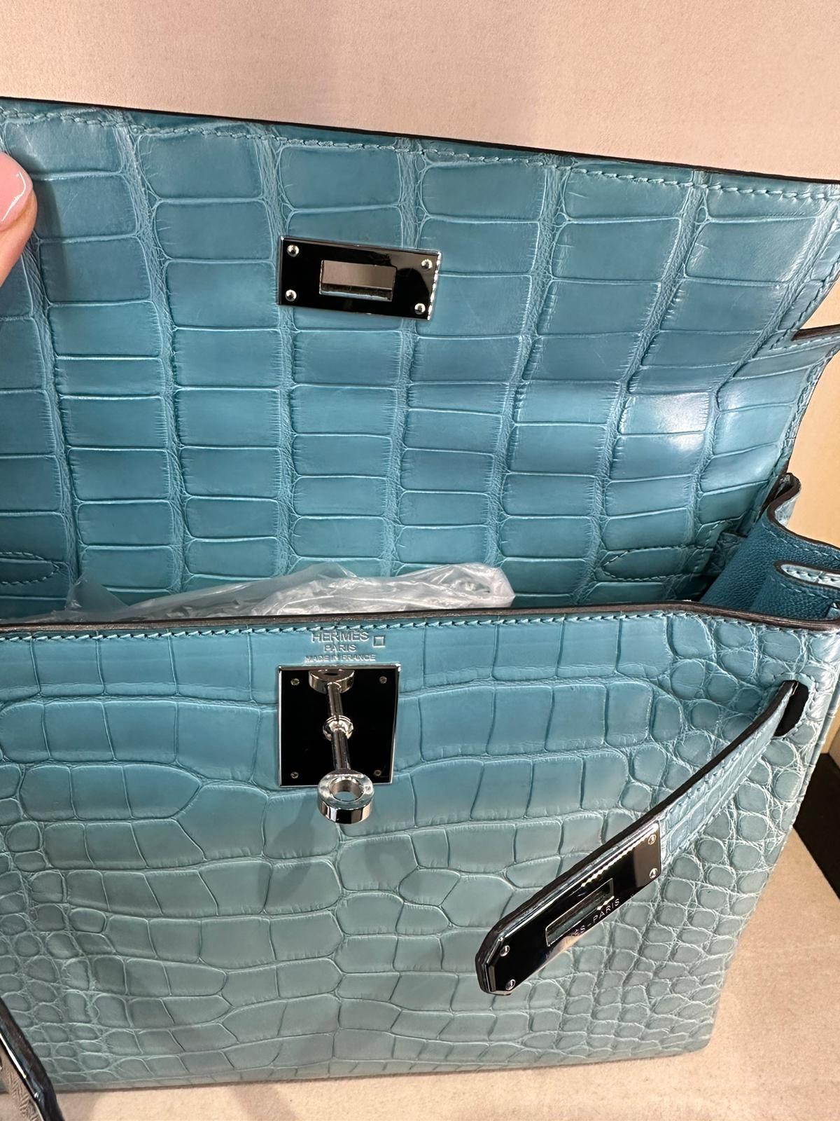 Bleu Saint-Cyr Matte Alligator Kelly 28 PHW