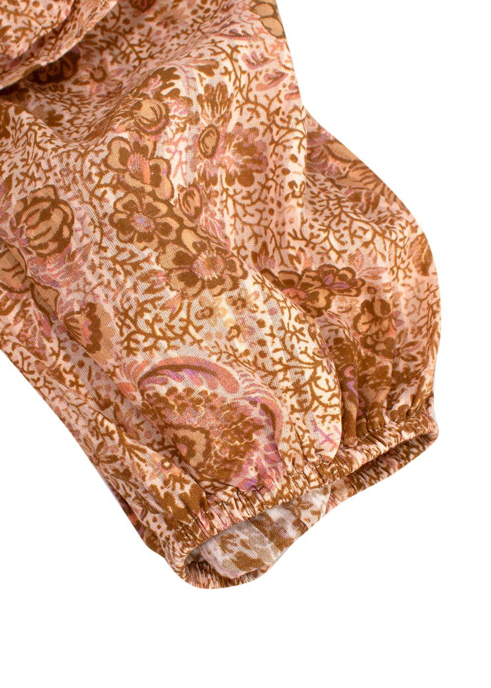 Ulla Johnson Tan Floral Ruffled Top