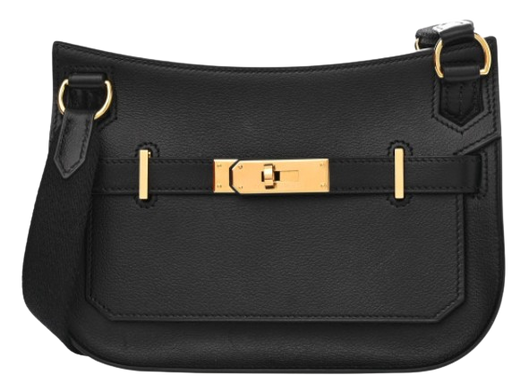 Hermes Black Evergrain  Leather Mini Jypsiere with Gold Hardware