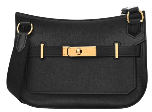 Hermes Black Evergrain  Leather Mini Jypsiere with Gold Hardware