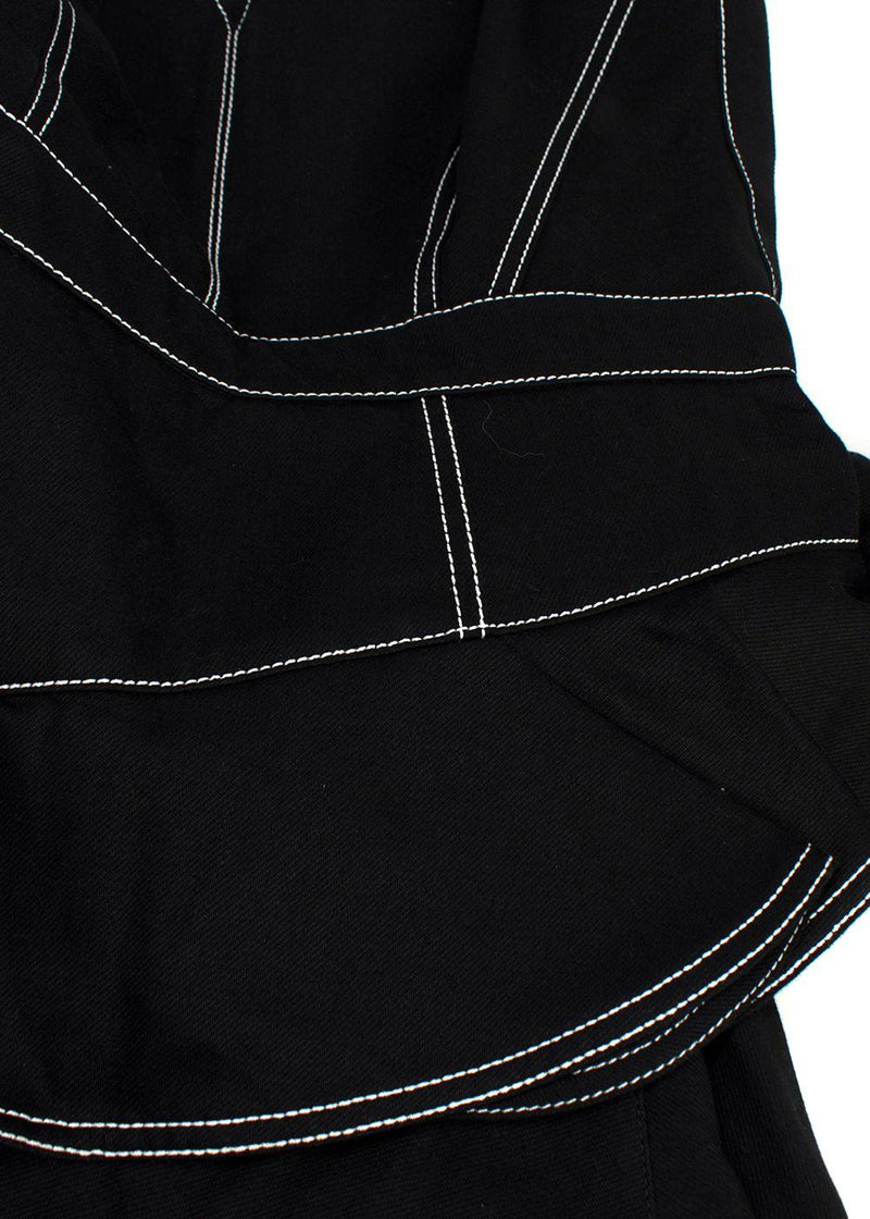 Alexander McQueen Black Denim Ruffled Asymmetric Midi Dress