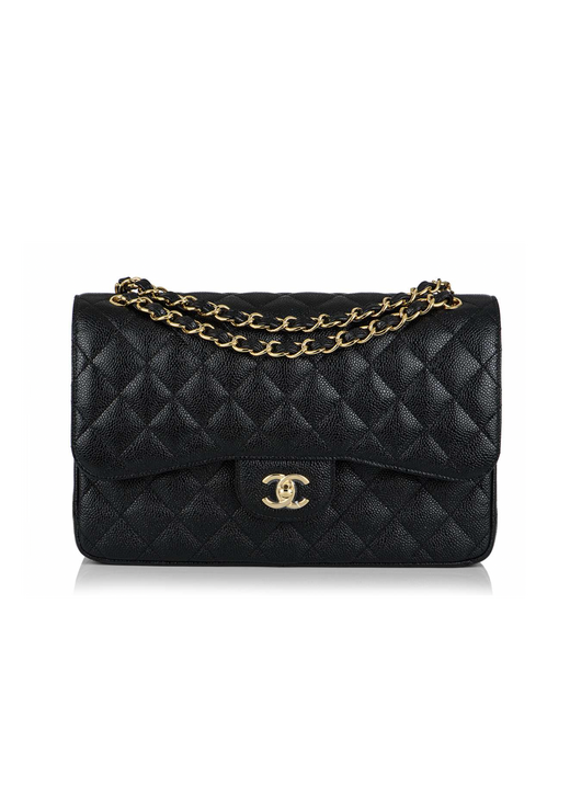 Black Caviar Quilted Jumbo Double Flap