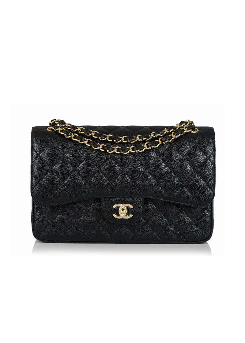 Black Caviar Quilted Jumbo Double Flap