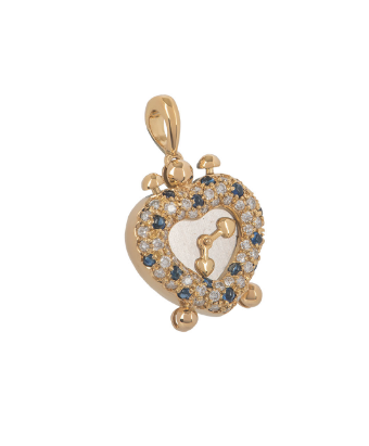 Bespoke Diamond & Sapphire Heart Clock Pendant