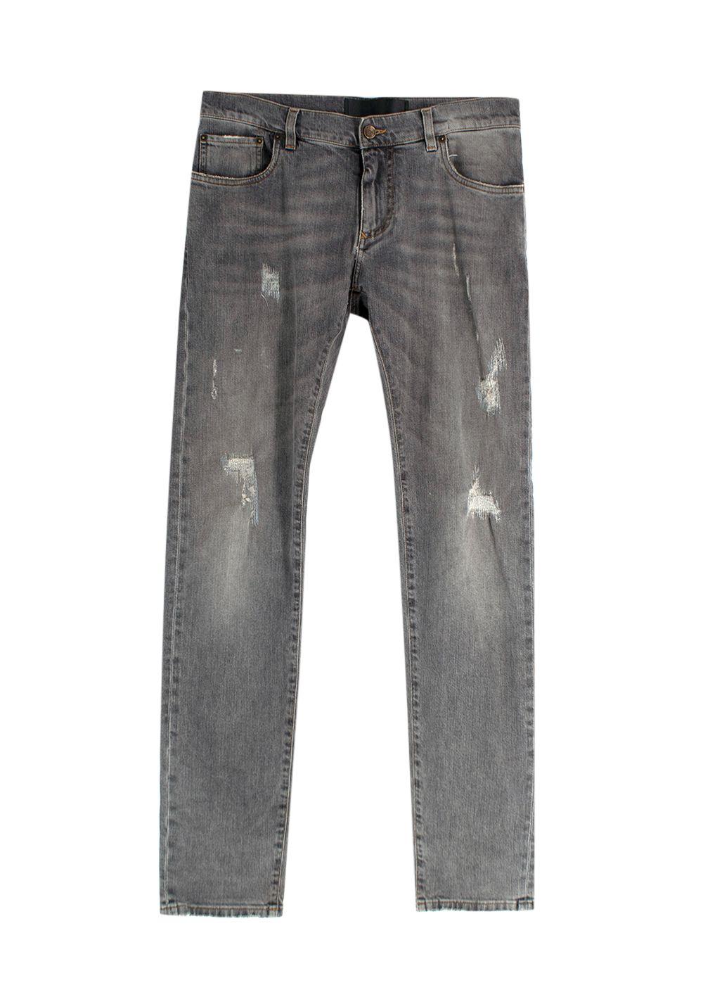 Dolce & Gabanna Distressed Grey Slim-Fit Jeans