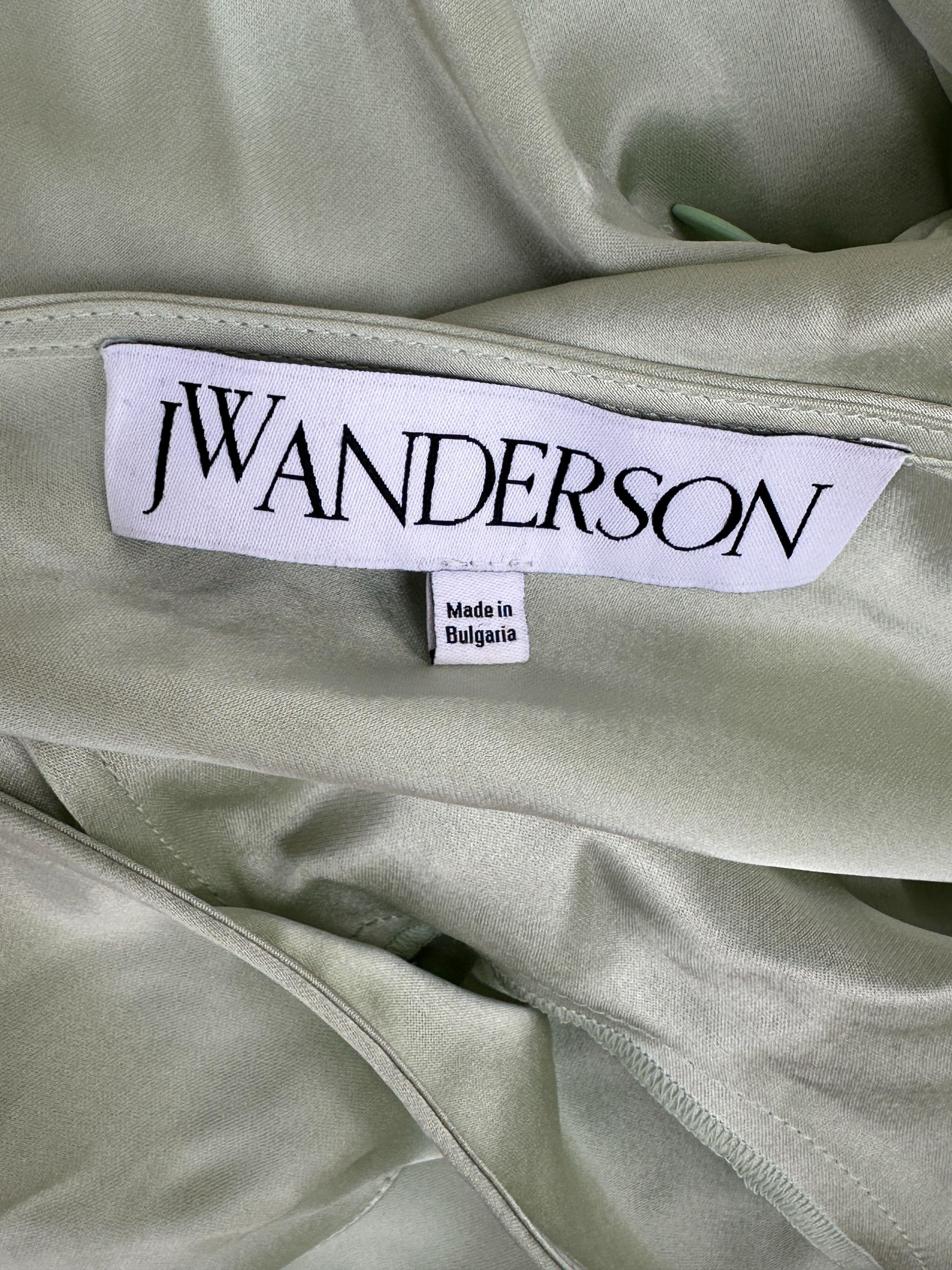 JW Anderson Green Satin Asymmetric Mini Dress