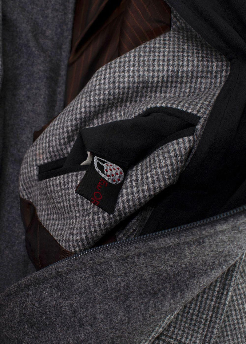 Pal Zileri Grey Houndstooth Single Breasted Wool Scooter Jacket