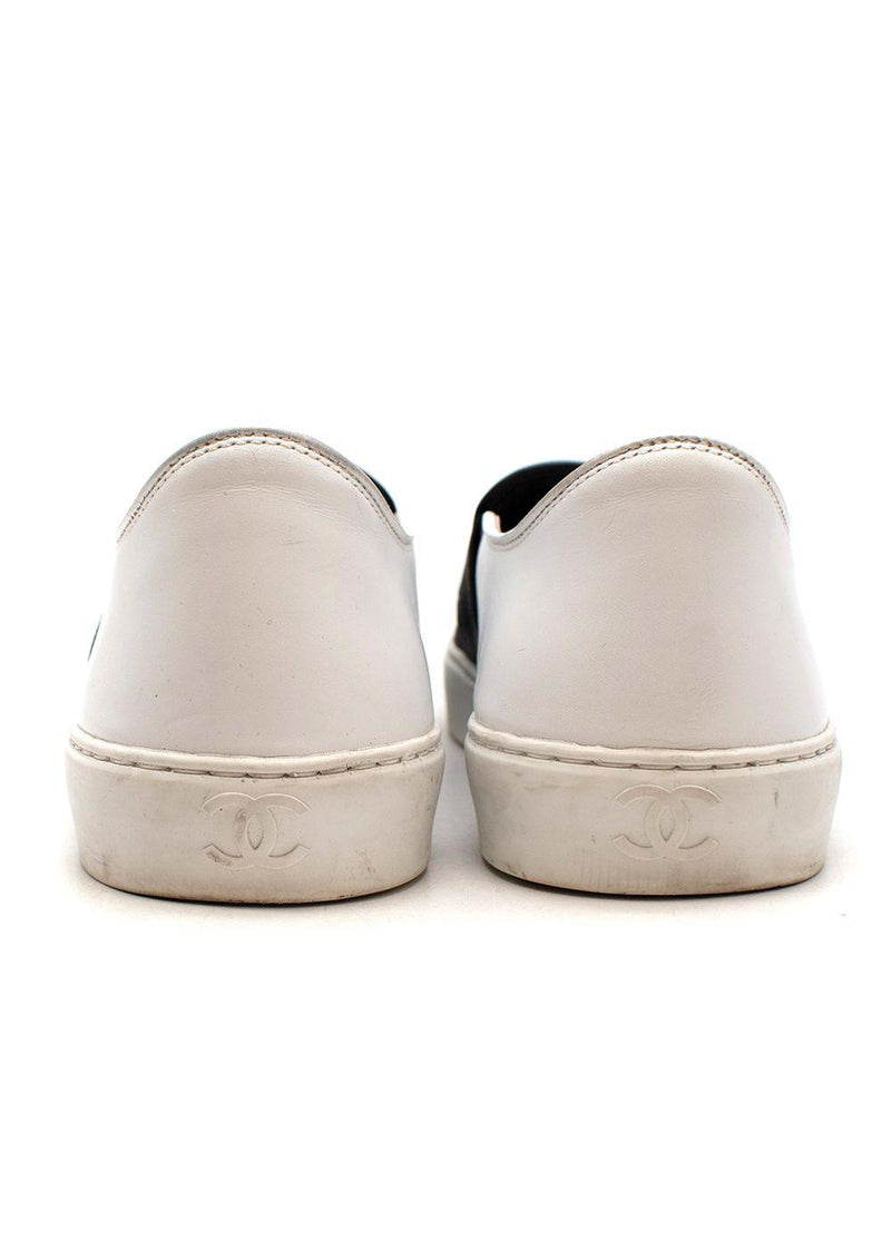 Black & White Leather Slip-On Sneakers