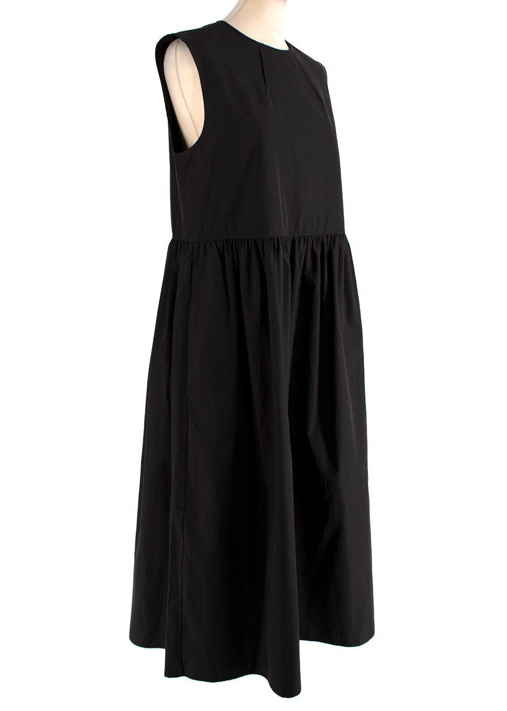 Brown Sleeveless Cotton Poplin Dress
