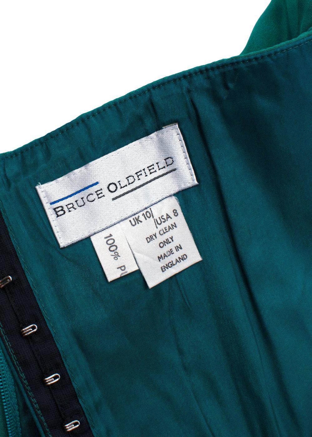 Bruce Oldfield Green Bandeau Asymmetric Silk Dress