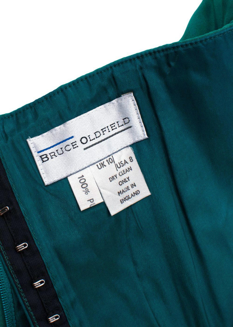 Bruce Oldfield Green Bandeau Asymmetric Silk Dress