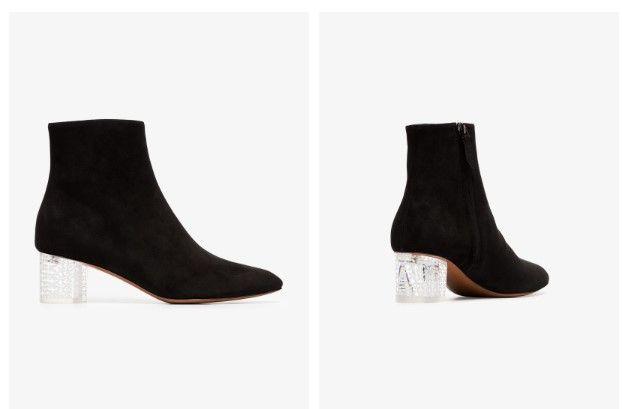 Alaia Black Leather Perspex Heeled Ankle Boots