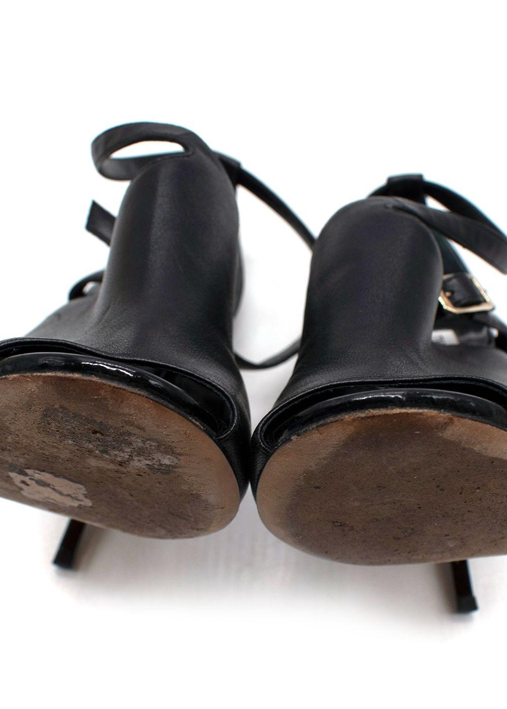 Jimmy Choo Black Leather Peep Toe Sandals