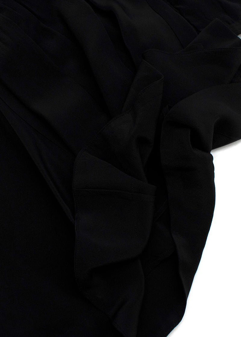 Black Silk Ruffle Mini Dress