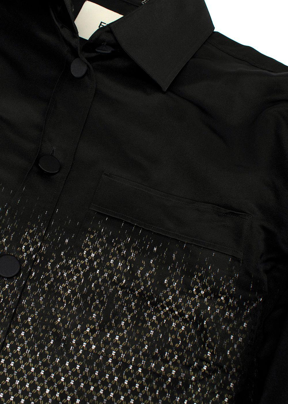 Fendi Black Silk Printed Button-down Shirt