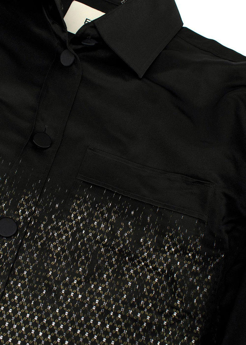 Fendi Black Silk Printed Button-down Shirt