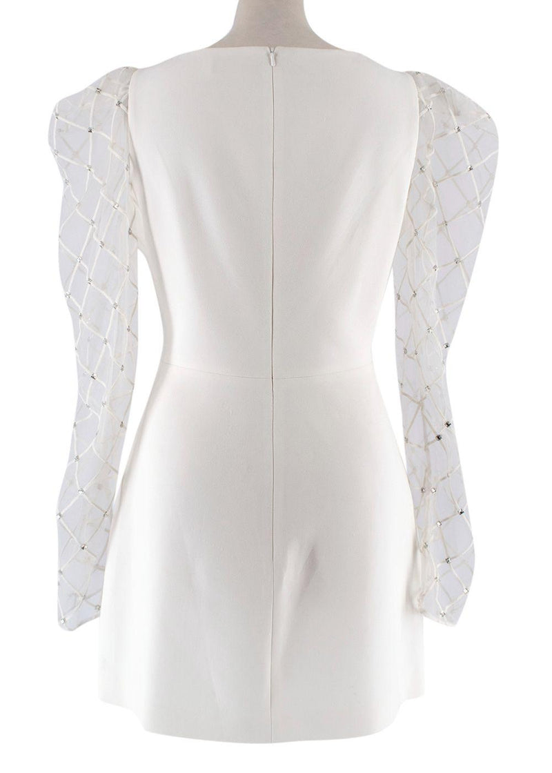Ivory Mesh Panelled Mini Dress