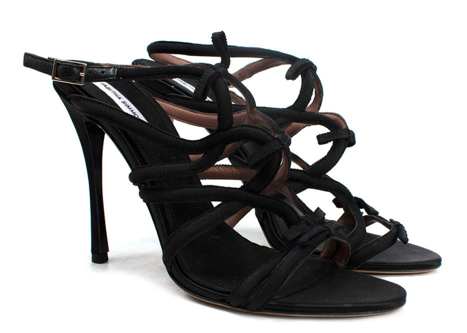Tabitha Simmons Black Bowrama Caged Heels