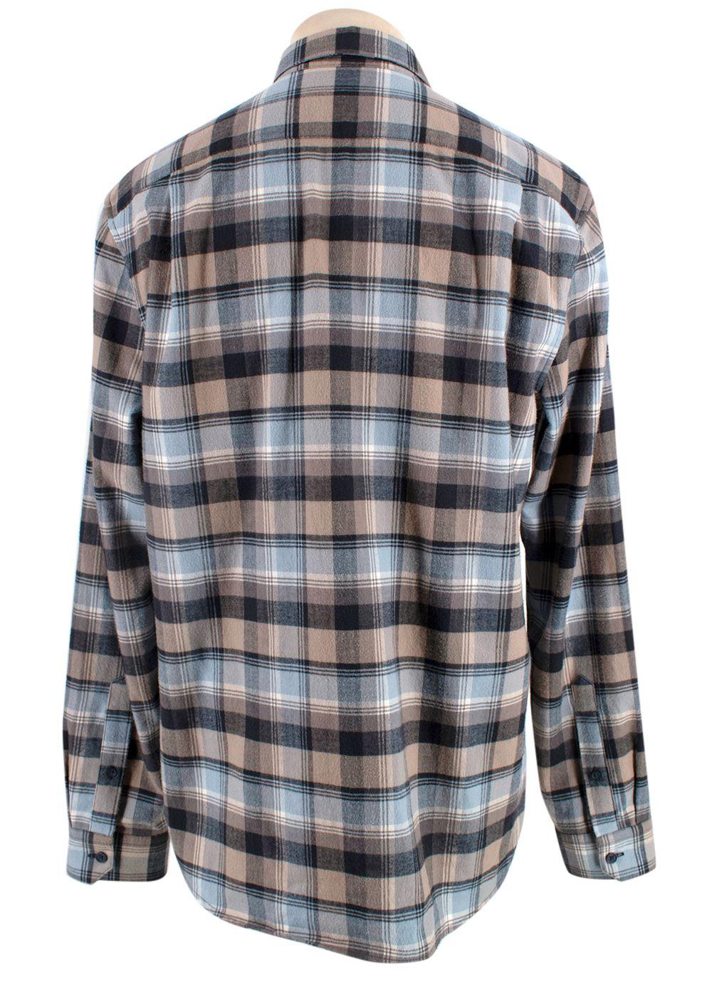 Vince Blue and Beige Check Cotton Shirt