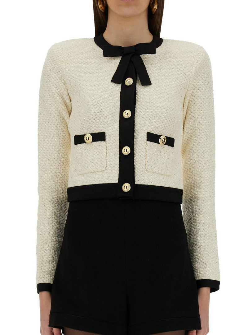 Self-Portrait Sequin Bouclé Cardigan