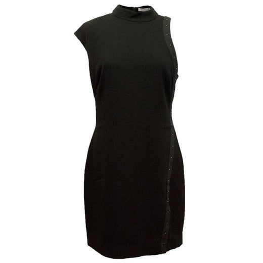 Halston Heritage Black High Neck Crepe Dress with Studs