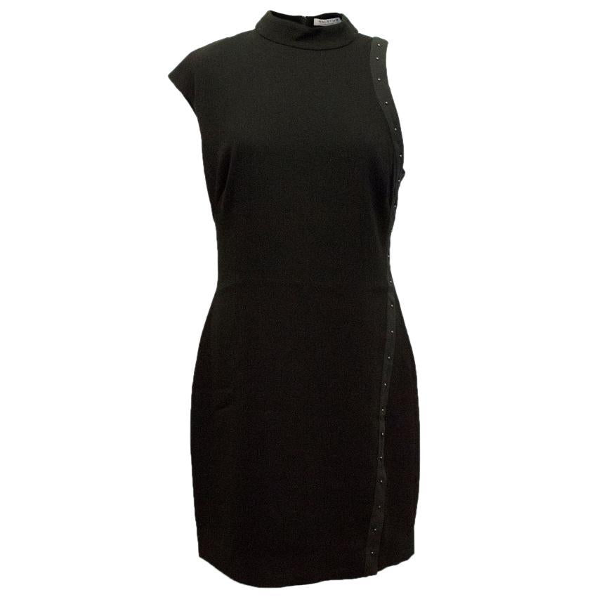 Halston Heritage Black High Neck Crepe Dress with Studs