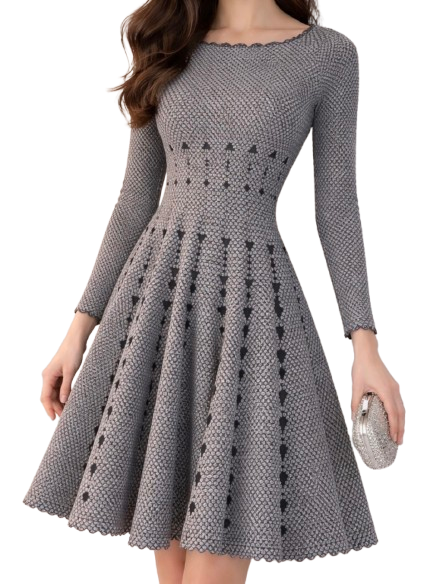 Alaia Grey Fit And Flare Dress