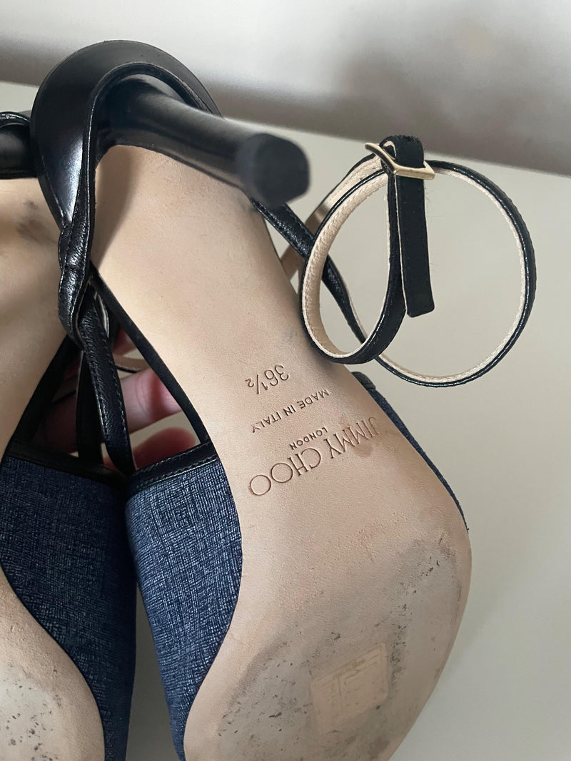 Flora Leather-trimmed Denim Sandals