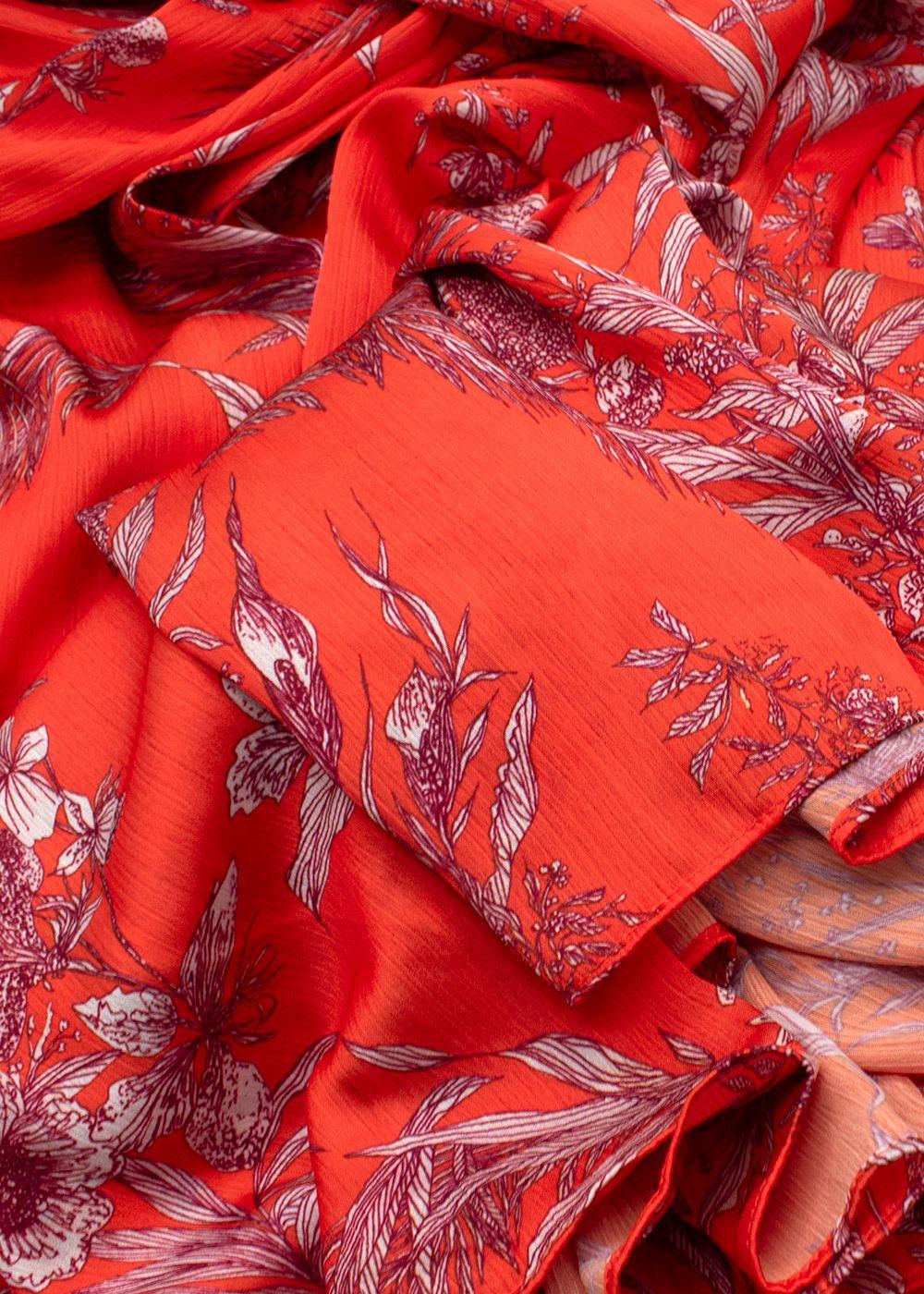 Alexis Orange Print Belaya Dress with Self Tie Back