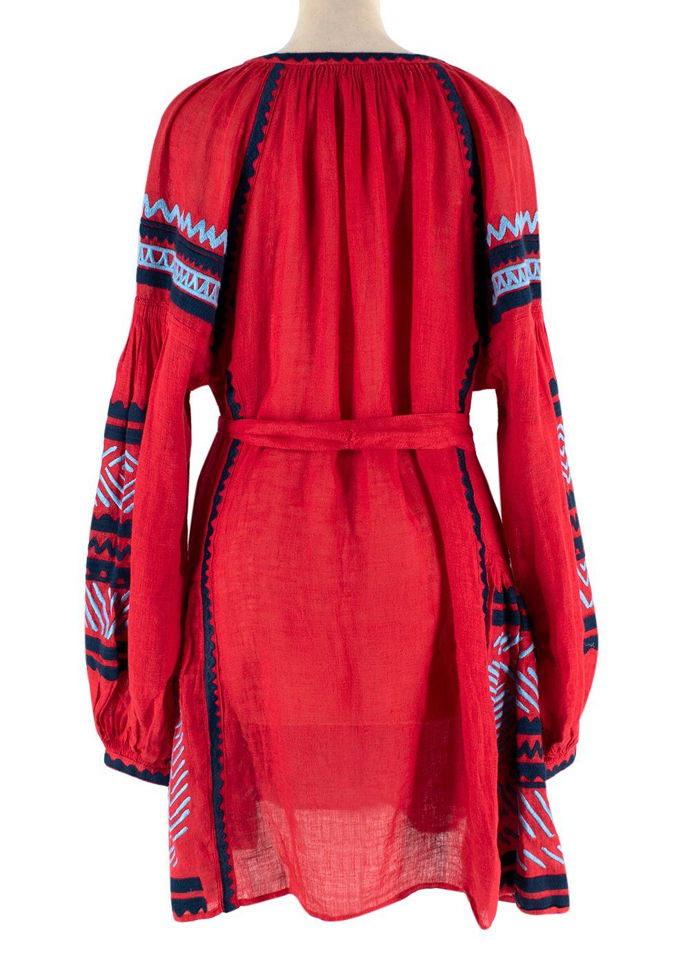 March II Red Embroidered Kaftan with Tassel Detailing