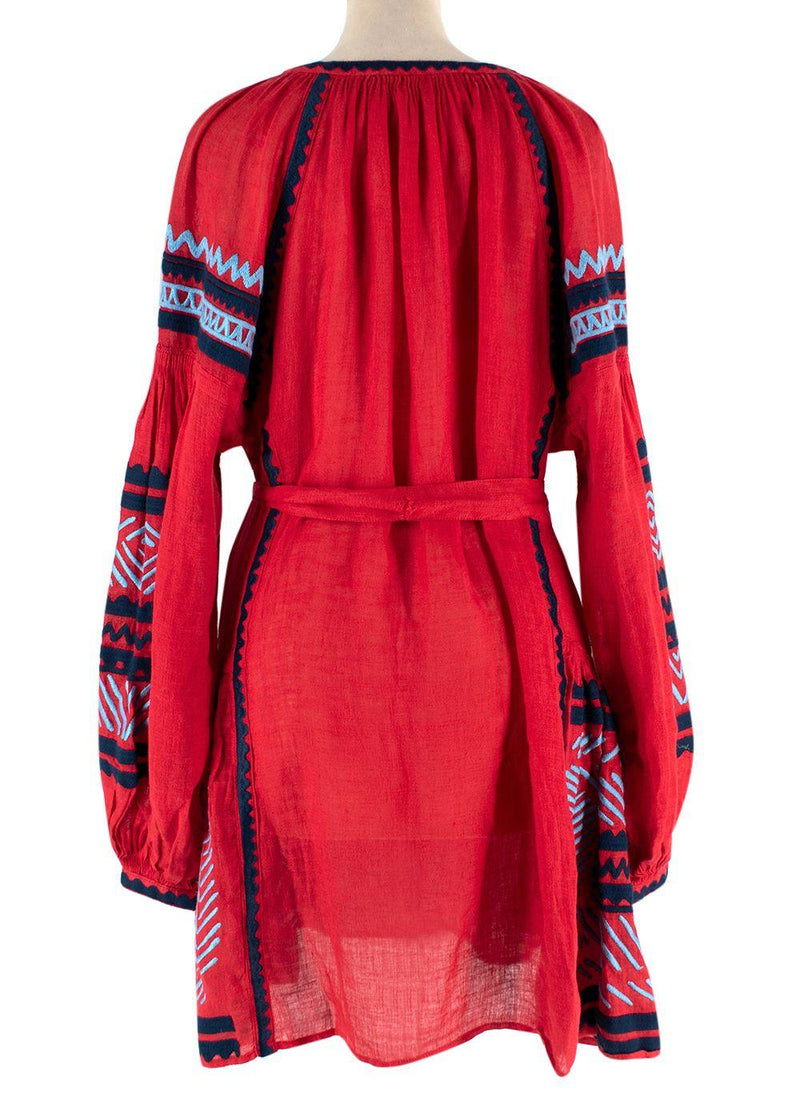March II Red Embroidered Kaftan with Tassel Detailing