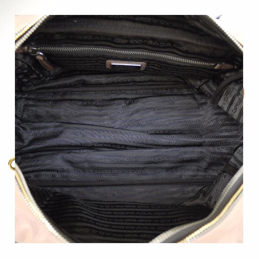 Prada Smoke Ombre Glace Zip Leather Bowler Handbag