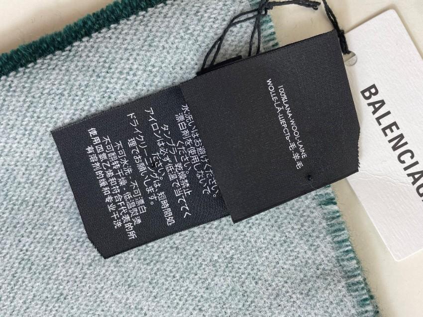 Balenciaga Green Bi-Colour Logo Intarsia Scarf